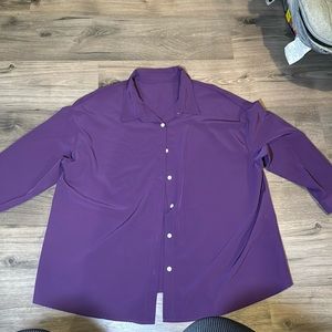 Purple 3/4 sleeve button down shirt